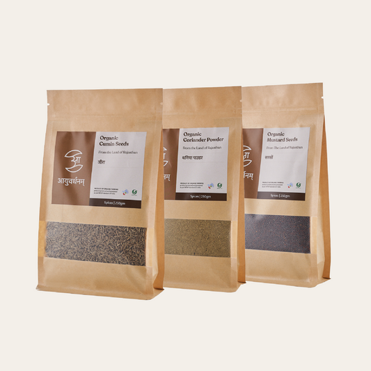 Flavour Essentials Combo - Mustard Seeds, Coriander Powder and Cumin Seeds (250gm Pack of 3)